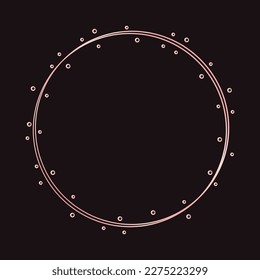 Sencillo marco geométrico de oro rosa de círculo. Plantilla de diseño moderno vectorial para invitación de boda o cumpleaños, folleto, cartel y tarjeta de visita