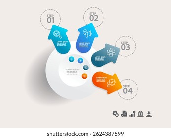 simple circle infographics timeline business workflow background with business icon 4 steps for report, presentation vector illustration