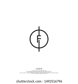 simple circle line F logo letter minimalist design concept isolated on white background
