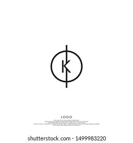 simple circle line K logo letter minimalist design concept isolated on white background