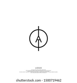 simple circle line A logo letter minimalist design concept isolated on white background