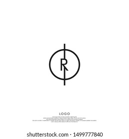 simple circle line R logo letter minimalist design concept isolated on white background