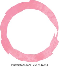 
Simple circle, line circle written with a brush, brush stroke, handwritten, pink