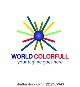 Simple circle logo design. Stack of colorful isometric icons on white background