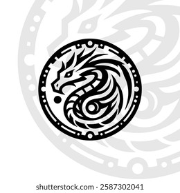 simple circle logo dragon on black