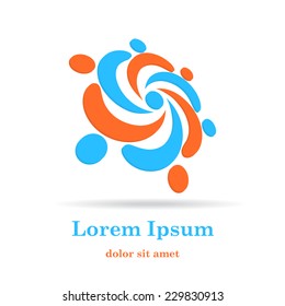 Simple circle logo element - partnership concept on white background, 3d illustration, vector, eps 8
