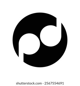 Simple Circle Logo with Negative letter P and D inside 