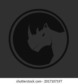 Simple circle logo with rhino head.