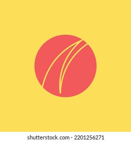 Simple circle logo with swoosh line inside. Red colored logo inside yellow background. Logo for company, culinary, restaurant, industry, brand, product, and event.