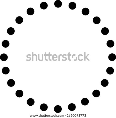 A simple circle made of dots on a white background, creating a clean design element.
