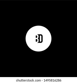 simple circle modern BD logo letters in the shadow design concept isolated on black background