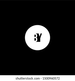 simple circle modern BY logo letters in the shadow design concept isolated on black background