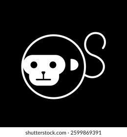 Simple circle monkey head logo design vector.