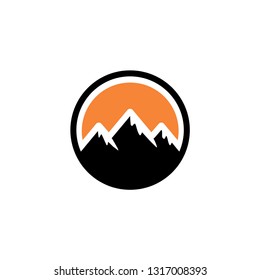 Simple circle mountain symbol logo template