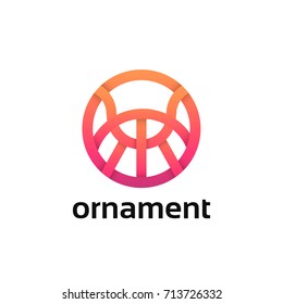 Simple circle ornament logo icon linear sign vector design.