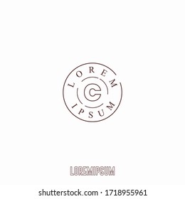 Simple circle outline stamp C logo letter minimalist design concept