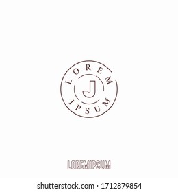 Simple circle outline stamp J logo letter minimalist design concept
