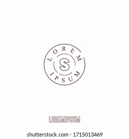 Simple circle outline stamp S logo letter minimalist design concept