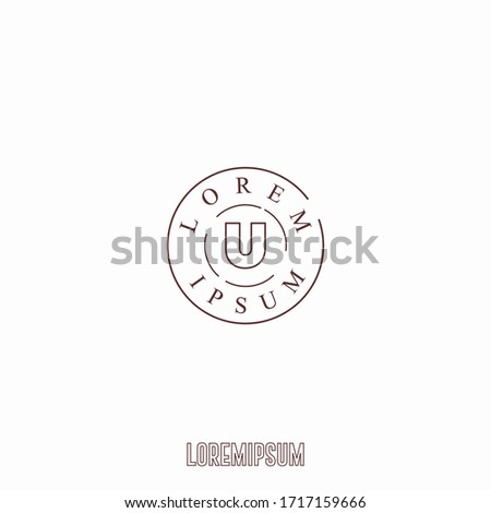 Simple circle outline stamp U logo letter minimalist design concept