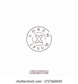 Simple circle outline stamp X logo letter minimalist design concept