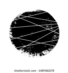 Simple circle round shape in grunge retro style with straight lines. Universal design element for T-shirt, Posters, Magazine, sale leaflet, billboard, branding