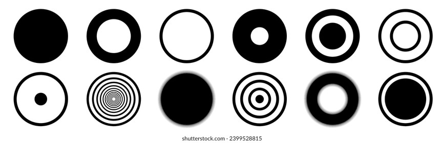 Simple circle set isolated on transparent png