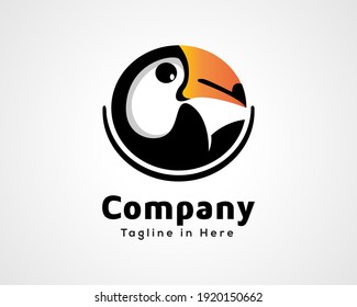 simple circle toucan bird art logo icon symbol design inspiration illustration