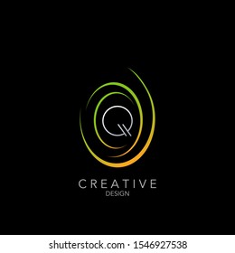 Simple Circle Wheel Abstract Techno letter Q logo icon. Creative simple vector design concept letter Q on  circle wheel for technology business, industry and more service brands.