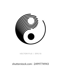simple circle yin yang lines dot logo
