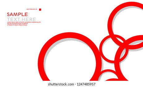 Simple Circles Background , with color red and shadow . vector graphic design on eps 10