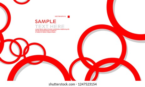 Simple Circles Background , with color red and shadow . vector graphic design on eps 10
