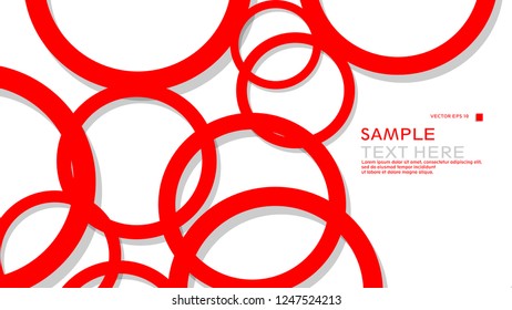 Simple Circles Background , with color red and shadow . vector graphic design on eps 10