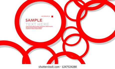 Simple Circles Background , with color red and shadow . vector graphic design on eps 10