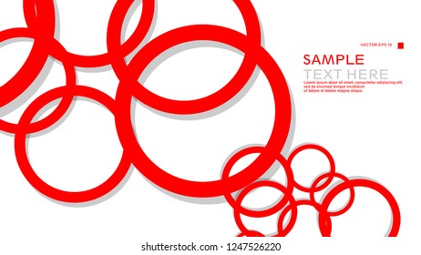 Simple Circles Background , with color red and shadow . vector graphic design on eps 10