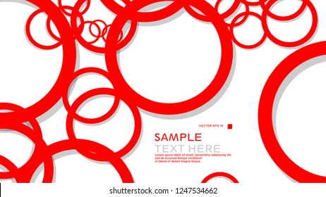 Simple Circles Background , with color red and shadow . vector graphic design on eps 10