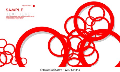 Simple Circles Background , with color red and shadow . vector graphic design on eps 10