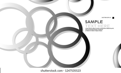 Simple Circles Background , with gradient black white and shadow . vector graphic design on eps 10