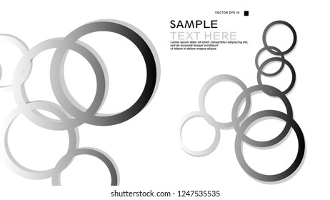 Simple Circles Background , with gradient black white and shadow . vector graphic design on eps 10