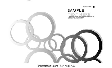 Simple Circles Background , with gradient black white and shadow . vector graphic design on eps 10