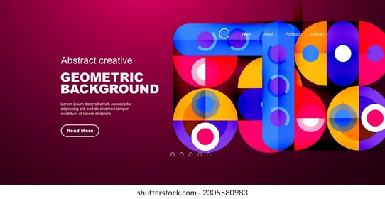 Simple circles and round elements pattern. Minimalist design geometric landing page. Creative concept for business, technology, science or print design
