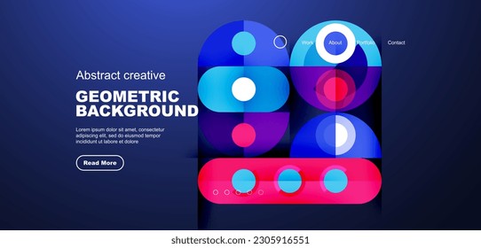 Simple circles and round elements pattern. Minimalist design geometric landing page. Creative concept for business, technology, science or print design