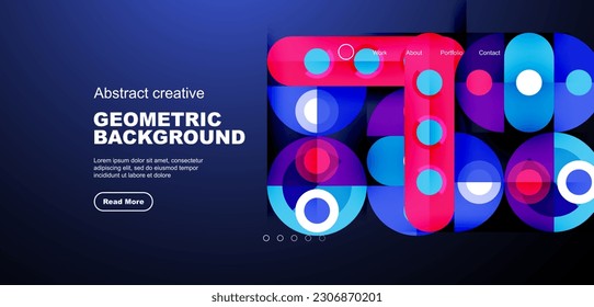 Simple circles and round elements pattern. Minimalist design geometric landing page. Creative concept for business, technology, science or print design