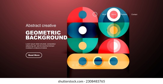 Simple circles and round elements pattern. Minimalist design geometric landing page. Creative concept for business, technology, science or print design