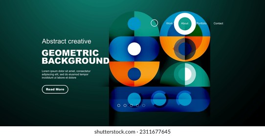 Simple circles and round elements pattern. Minimalist design geometric landing page. Creative concept for business, technology, science or print design