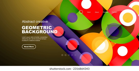 Simple circles and round elements pattern. Minimalist design geometric landing page. Creative concept for business, technology, science or print design