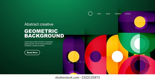 Simple circles and round elements pattern. Minimalist design geometric landing page. Creative concept for business, technology, science or print design