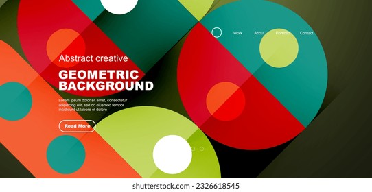 Simple circles and round elements pattern. Minimalist design geometric landing page. Creative concept for business, technology, science or print design