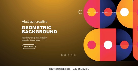 Simple circles and round elements pattern. Minimalist design geometric landing page. Creative concept for business, technology, science or print design