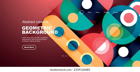 Simple circles and round elements pattern. Minimalist design geometric landing page. Creative concept for business, technology, science or print design