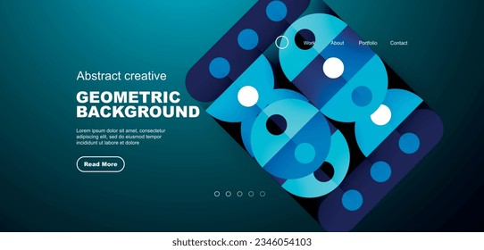 Simple circles and round elements pattern. Minimalist design geometric landing page. Creative concept for business, technology, science or print design